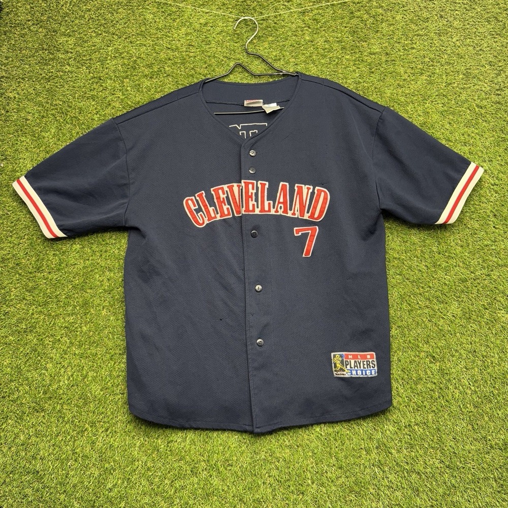 Cleveland Indians Baseball Jersey Mens XL #7 MLB Kenny Lofton Blue Sportswear